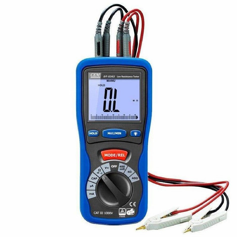 CEM DT-5302 Low Resistance Tester Professional Digital Grounding Resistance Tester Insulation Tester Four-Wire Milliohm Meter CEM DT-5302 Low Resistance Tester Professional Digital Grounding Resistance Tester Insulation Tester Four-Wire Milliohm Meter